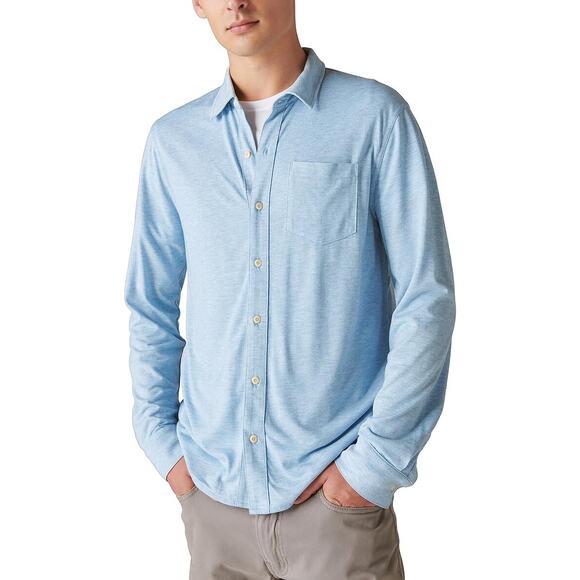 Lucky Brand Tencel Jersey Shirt Mens XL Blue Button Up Long Sleeve - Picture 1 of 10